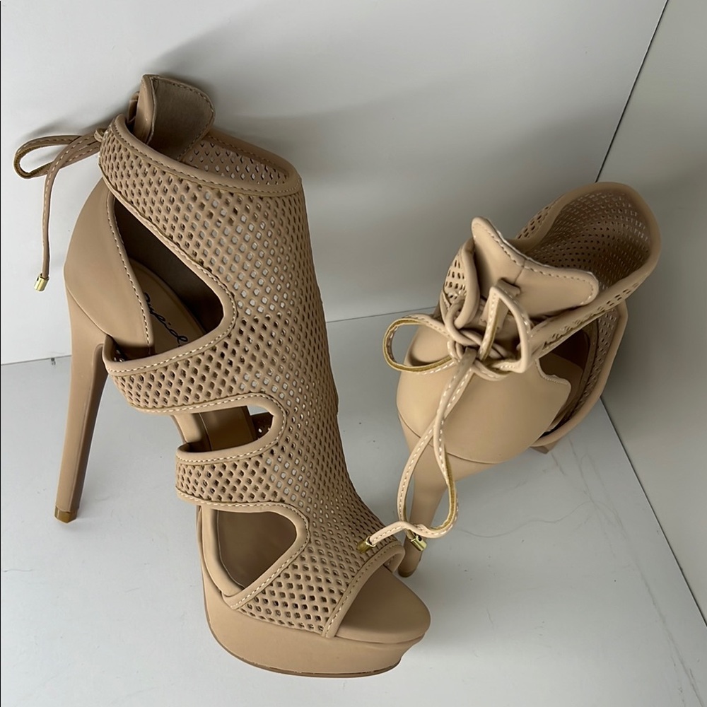 Elegant Beige Peep-Toe Heels